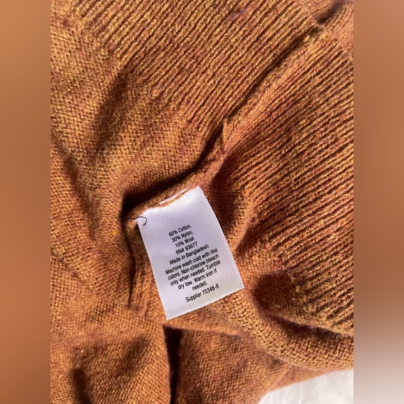 Mutual Weave Cotton Wool Blend Collared Brown Pullover Sweater - Picture 6 of 6